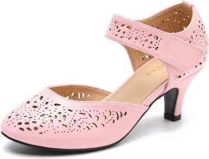 Women's Vintage Mary Janes Shoes Comfortable Oxford Cutout Low Kitten Heels Closed Toe Dressy Office Work Pumps