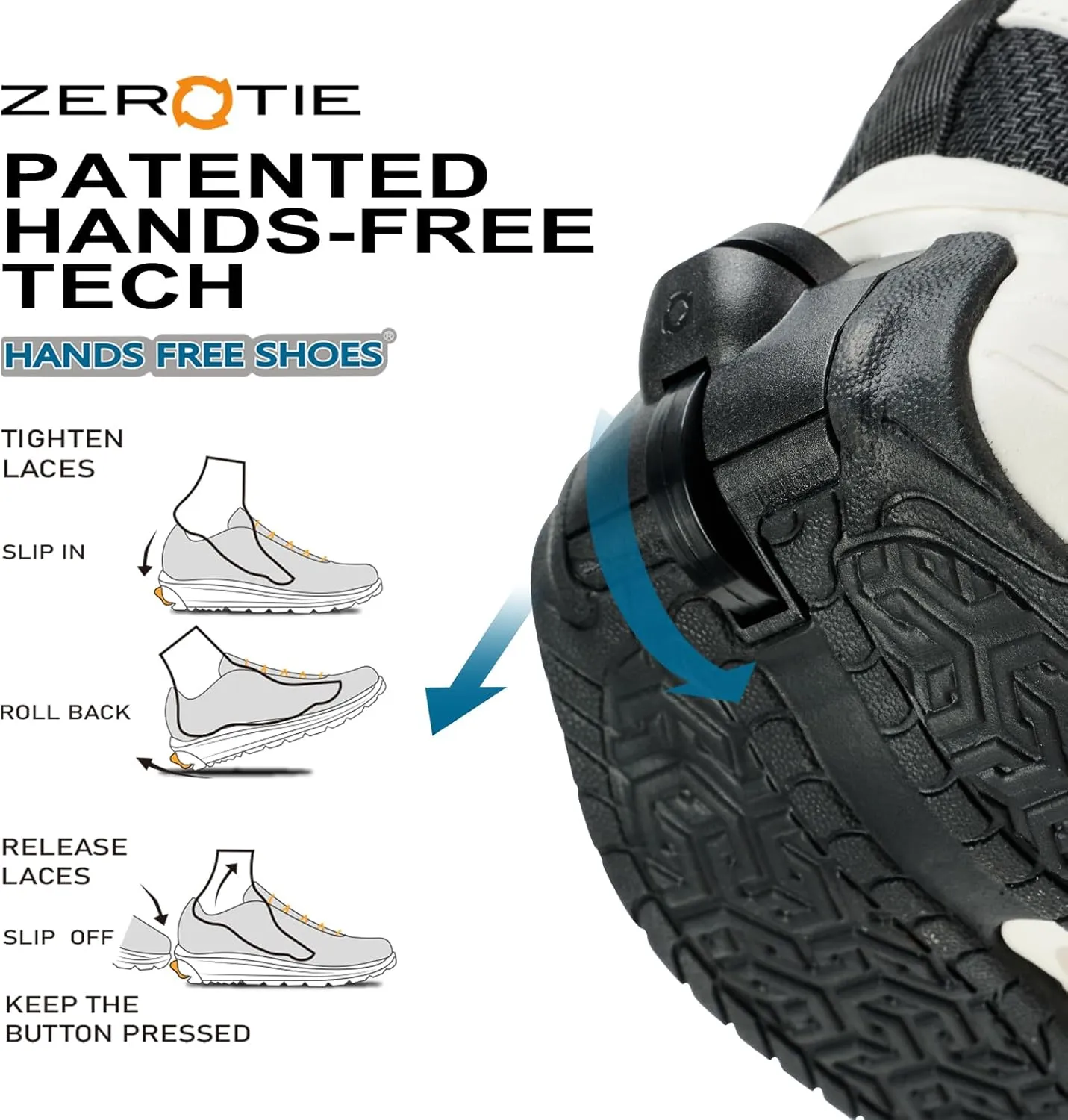 World's First Adjustable Hands Free Shoes for Women Men – Self Lacing Walking Shoes with Innovative Design, No-Tie Laces, No-Bend Convenience, Slip on & Slide & Go
