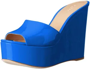 YDN Women High Heels Platform Mules Peep Toe Clogs Slip on Wedge Sandals Slide Backless Shoes Size 4-15 US