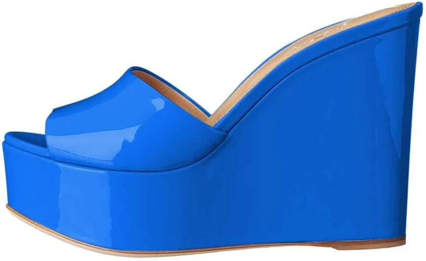 YDN Women High Heels Platform Mules Peep Toe Clogs Slip on Wedge Sandals Slide Backless Shoes Size 4-15 US