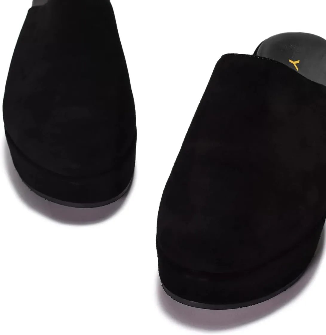 YDN Women's Cute Round Toe Platform Heeled Mules Mid Wedge Heels Slippers Comfort Slip On Sandals Indoor and Outdoor Slide Shoes Size 4-16 US