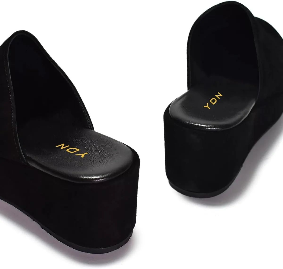 YDN Women's Cute Round Toe Platform Heeled Mules Mid Wedge Heels Slippers Comfort Slip On Sandals Indoor and Outdoor Slide Shoes Size 4-16 US