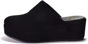 YDN Women's Cute Round Toe Platform Heeled Mules Mid Wedge Heels Slippers Comfort Slip On Sandals Indoor and Outdoor Slide Shoes Size 4-16 US