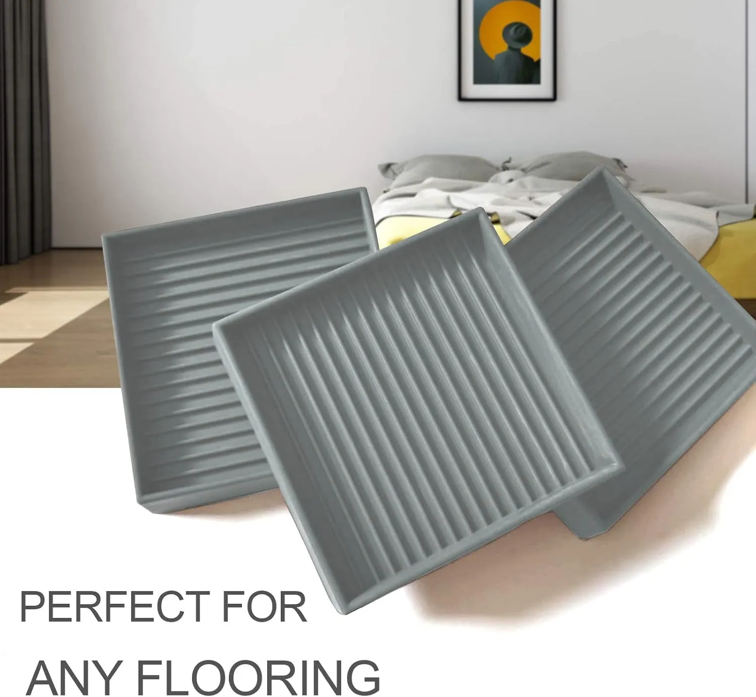 Yelanon Furniture Coasters,4 Pcs 4” Furniture Caster Cups - Non Slip Pads Hardwood Floors - Non Skid Furniture Grippers, Rubber Furniture Feet, Anti Slide Floor Protector for Bed Couch Stoppers
