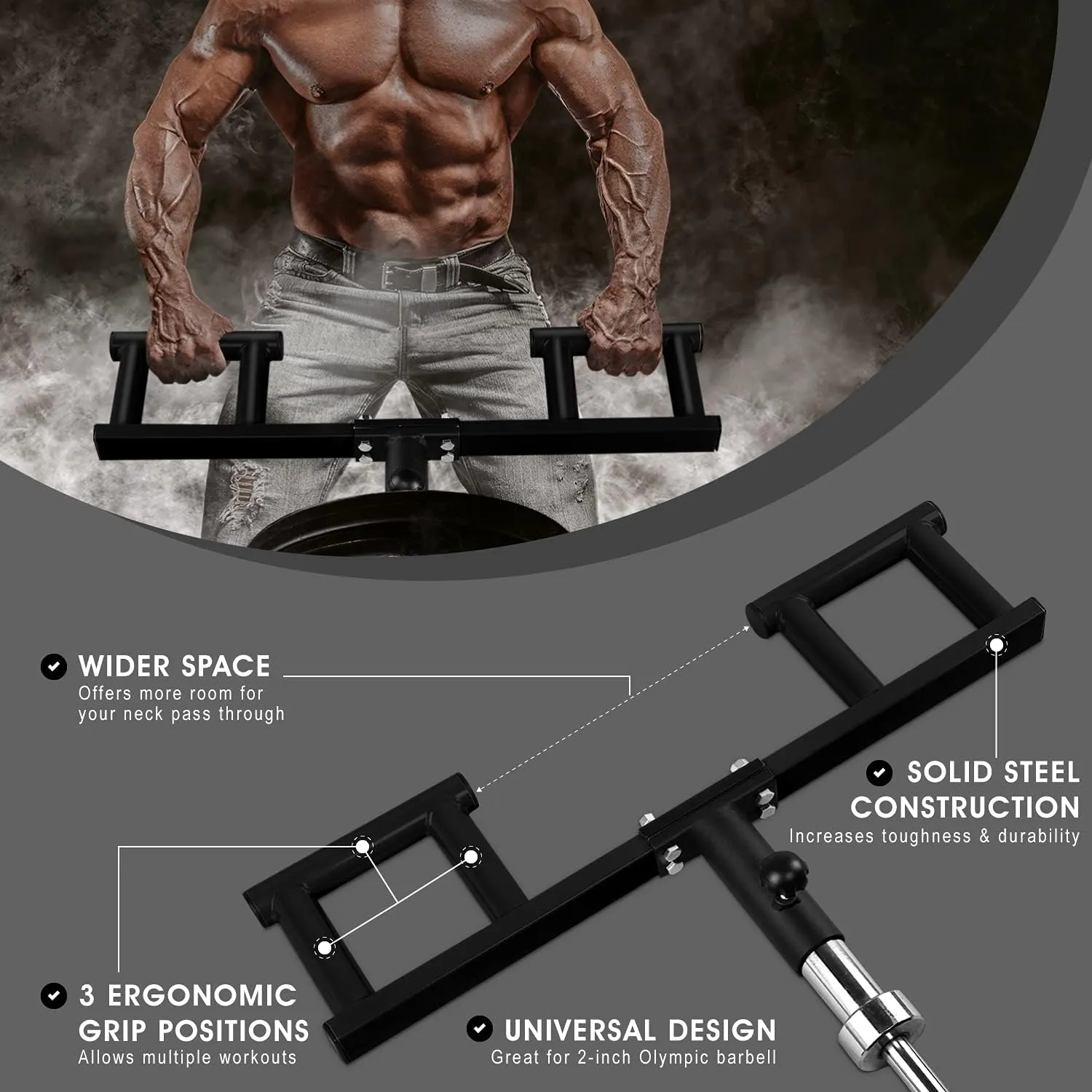 Yes4All Viking Press, Landmine Handle Attachment for 2-Inch Olympic Barbell – 3 Hand Grip Positions - Support Home Gym for Deadlift, Squat Workout, Increased Versatility