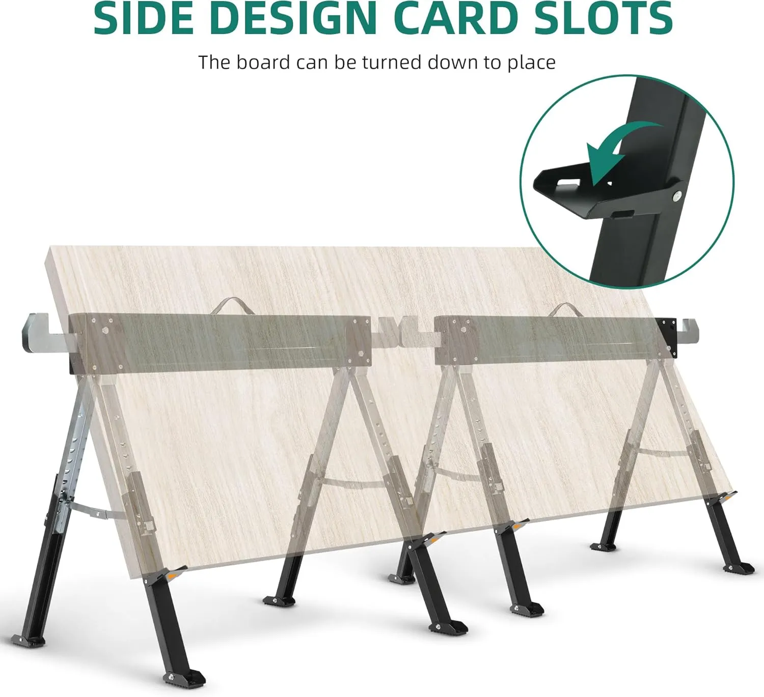 YITAHOME Workhorse Sawhorses 2-Pack, Metal Sawhorse Stands with Heavy Duty Folding Legs, 8 Adjustable Heights, 4x4 Brackets, Built-in Bottle Opener for Woodworking & Contractors