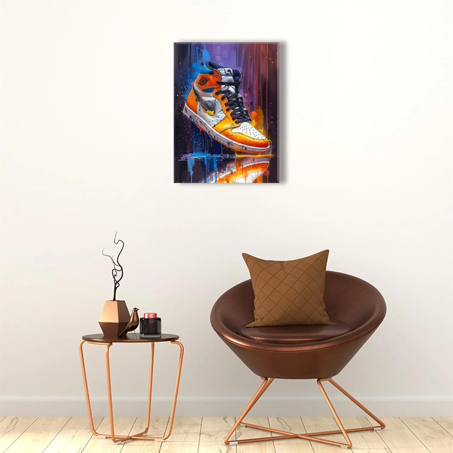 Ypxzzj Graffiti Style Sneaker Canvas Wall Art Sport Basketball Shoe Picture Posters Artwork Modern Urban Sports Prints for Living Room Bedroom Home Decor Framed Ready to Hang(12''x16'')