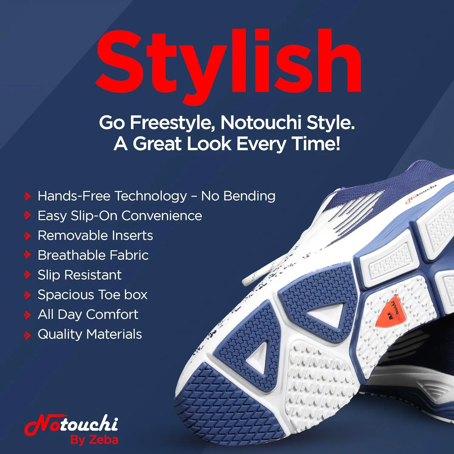 ZEBA Men's Notouchi Hands Free Slip-On All-Day Comfort Walking Shoes